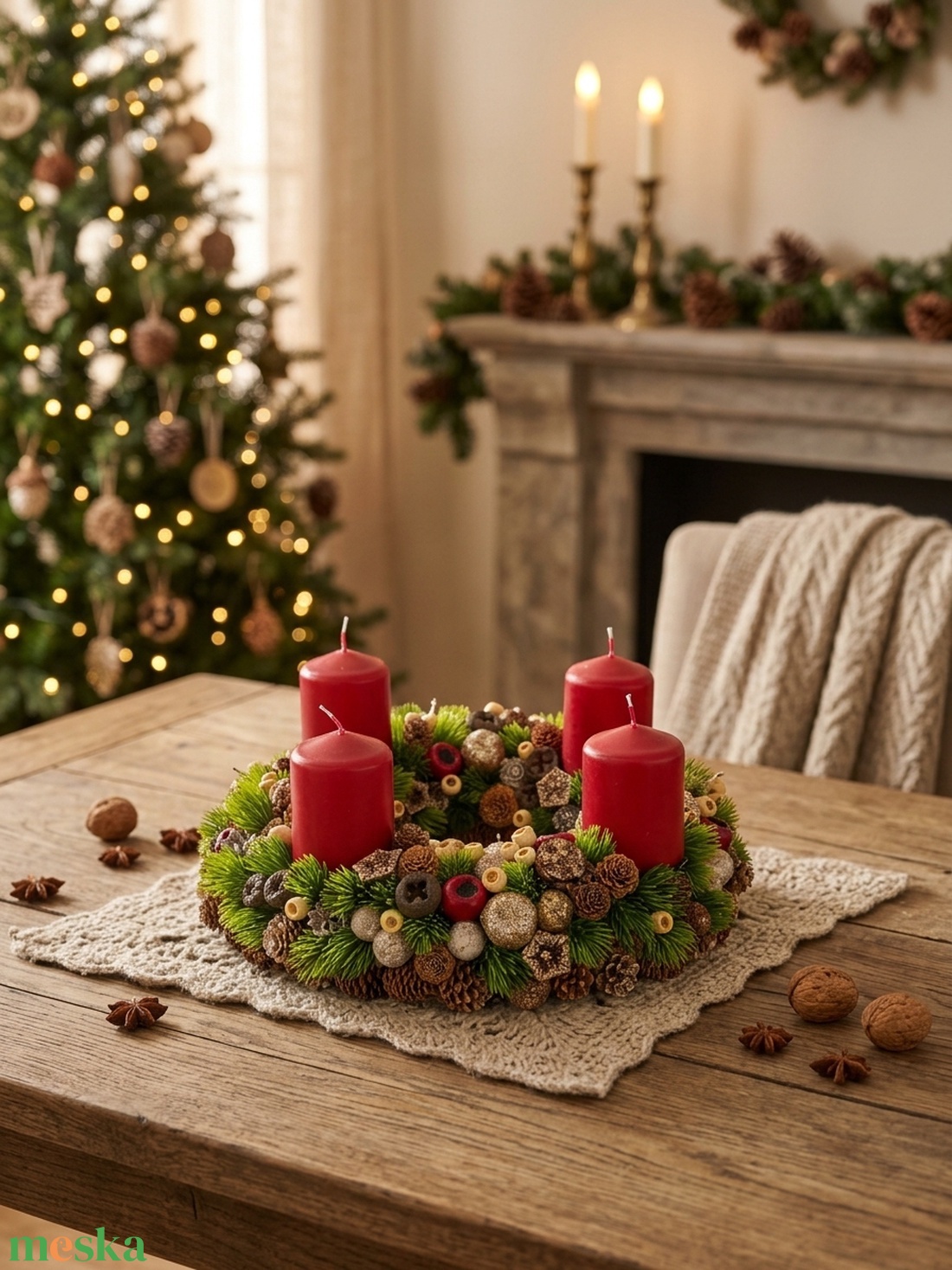 Adventi koszorú  - karácsony - adventi díszek - adventi koszorú - Meska.hu