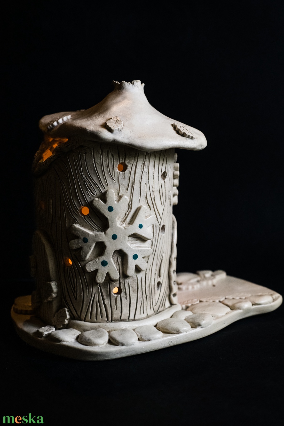 Kerámia mécsestartó és füstölő - karácsony - karácsonyi lakásdekoráció - karácsonyi falu, házikó - Meska.hu