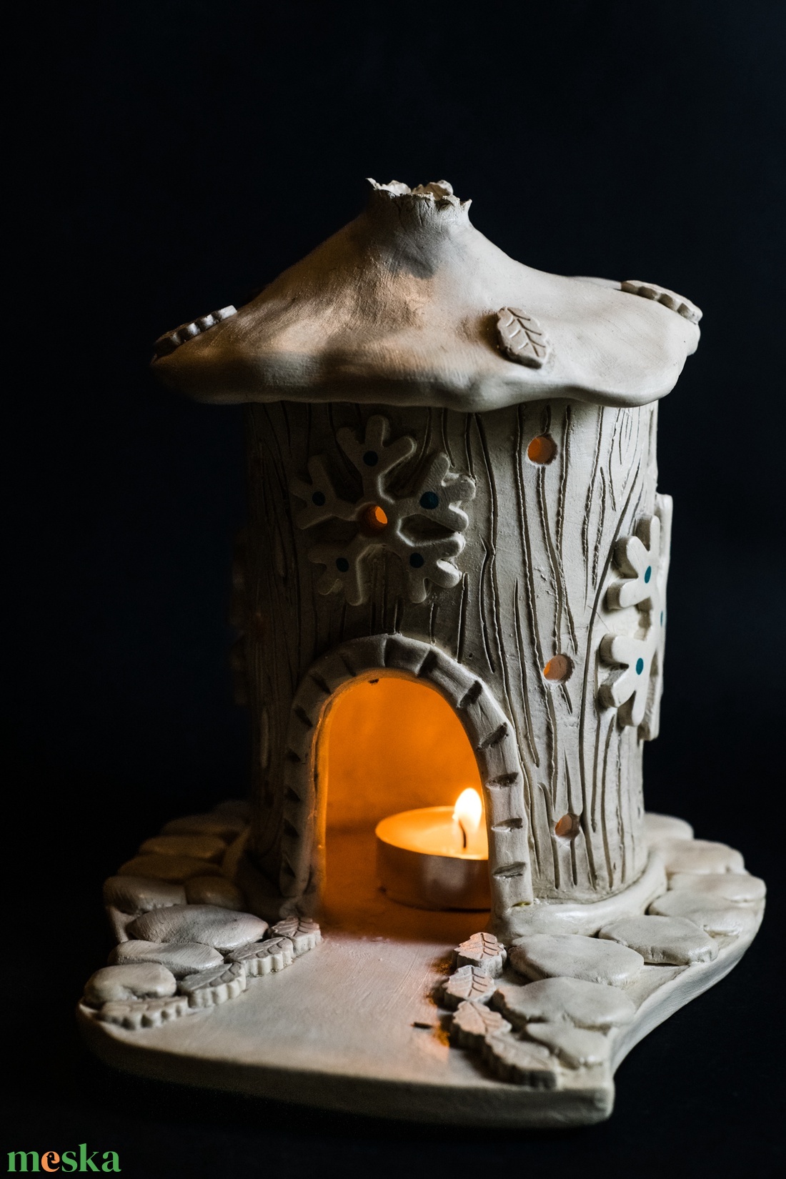 Kerámia mécsestartó és füstölő - karácsony - karácsonyi lakásdekoráció - karácsonyi falu, házikó - Meska.hu