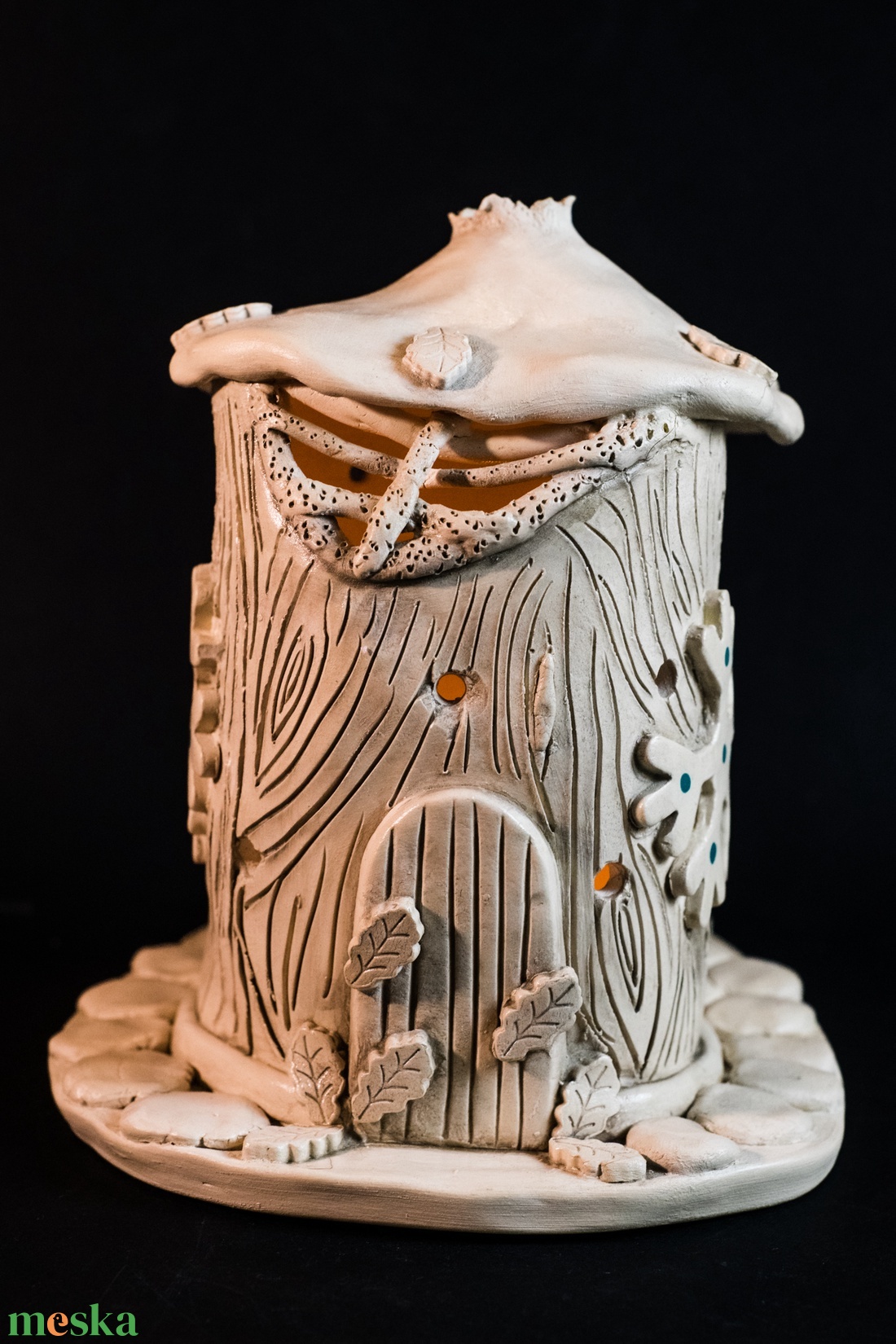 Kerámia mécsestartó és füstölő - karácsony - karácsonyi lakásdekoráció - karácsonyi falu, házikó - Meska.hu
