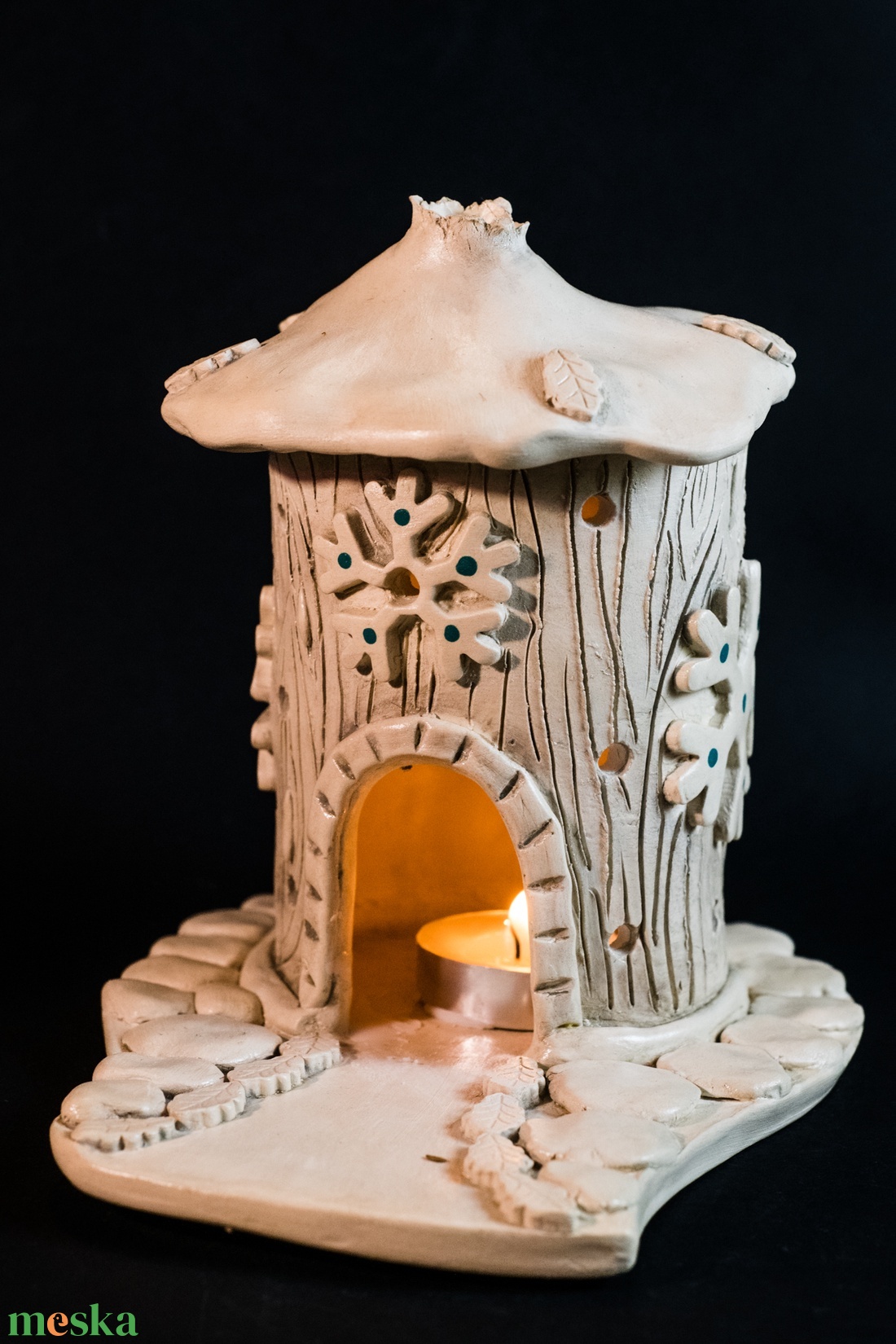 Kerámia mécsestartó és füstölő - karácsony - karácsonyi lakásdekoráció - karácsonyi falu, házikó - Meska.hu