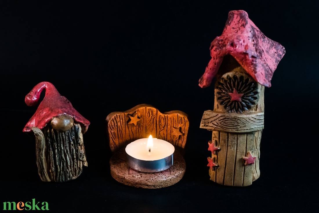 Karácsonyi mécsestartó piros készlet - karácsony - karácsonyi lakásdekoráció - ünnepi asztaldekoráció - Meska.hu