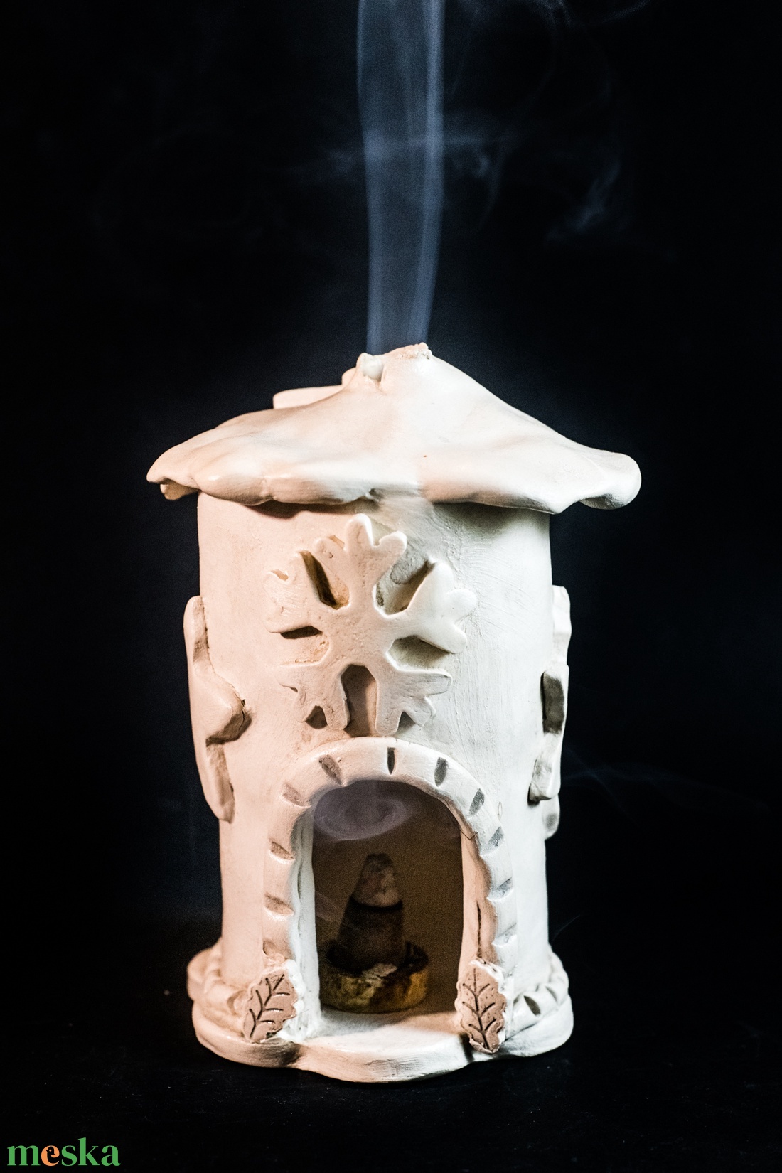 Kerámia füstölő fehér - karácsony - karácsonyi lakásdekoráció - ünnepi asztaldekoráció - Meska.hu