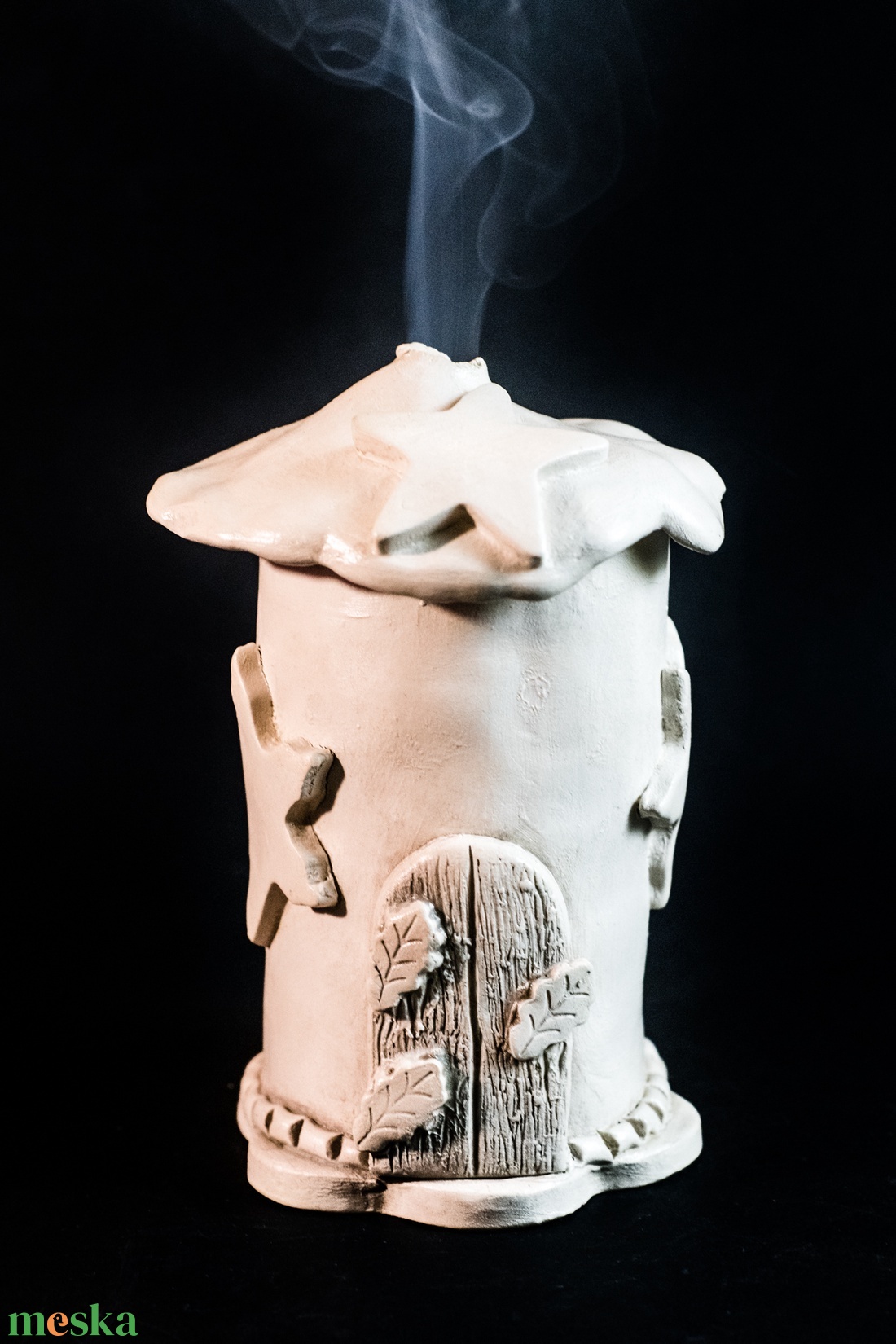 Kerámia füstölő fehér - karácsony - karácsonyi lakásdekoráció - ünnepi asztaldekoráció - Meska.hu