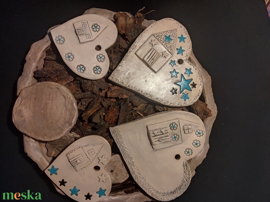 Kerámia karácsonyfa dÍszek türkiz - karácsony - karácsonyi lakásdekoráció - karácsonyfadíszek - Meska.hu