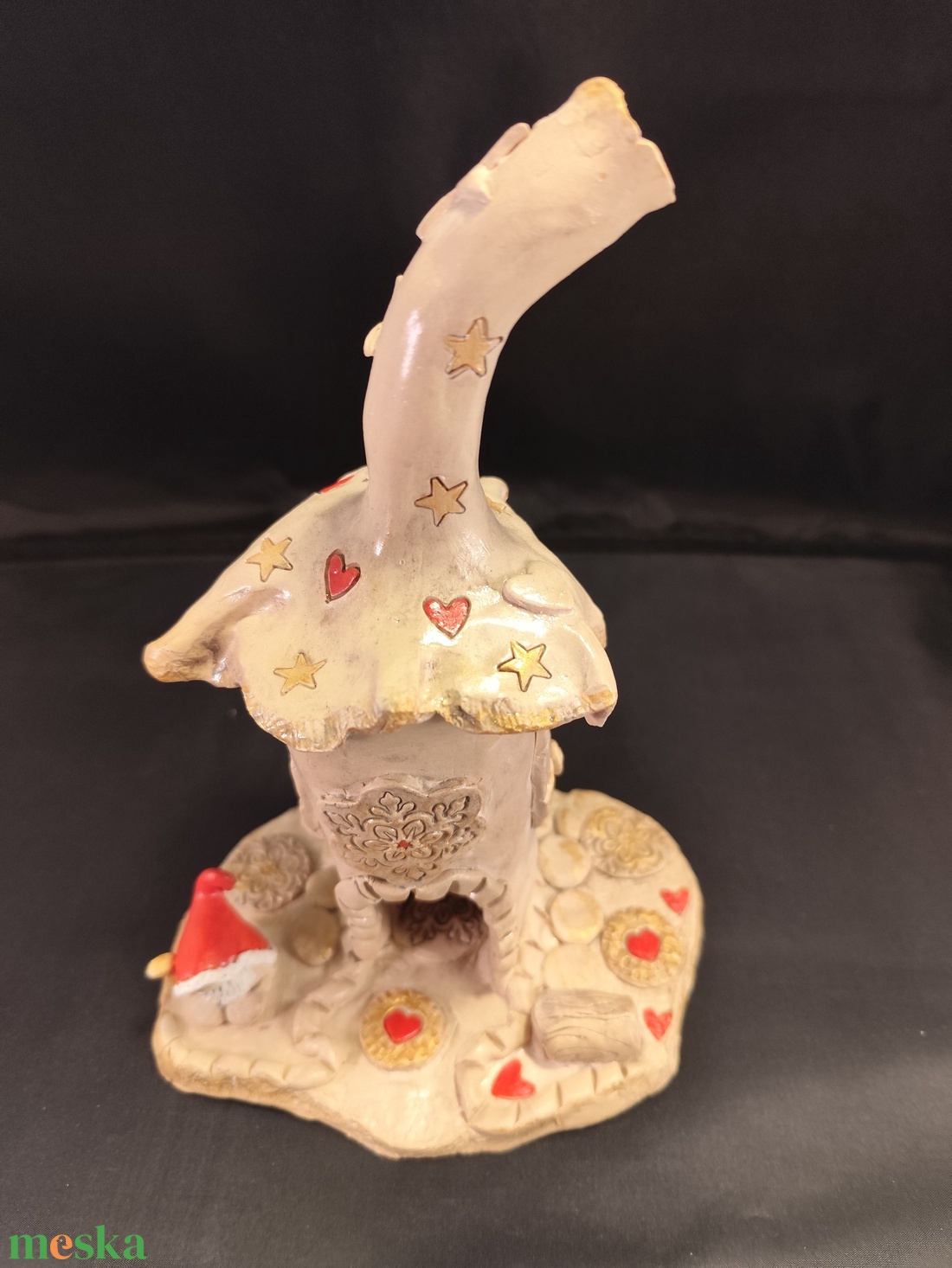 Kerámia füstölő piros - arany télapó - otthon & életmód - dekoráció - spiritualitás - füstölő és füstölőtartó - Meska.hu