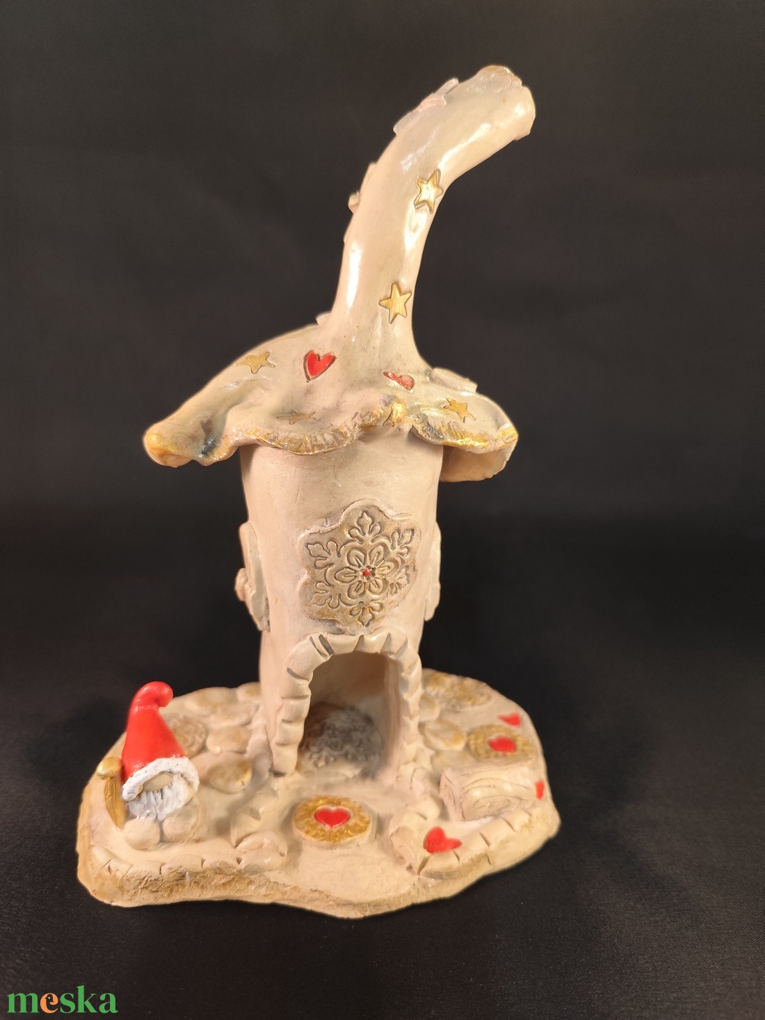 Kerámia füstölő piros - arany télapó - otthon & életmód - dekoráció - spiritualitás - füstölő és füstölőtartó - Meska.hu