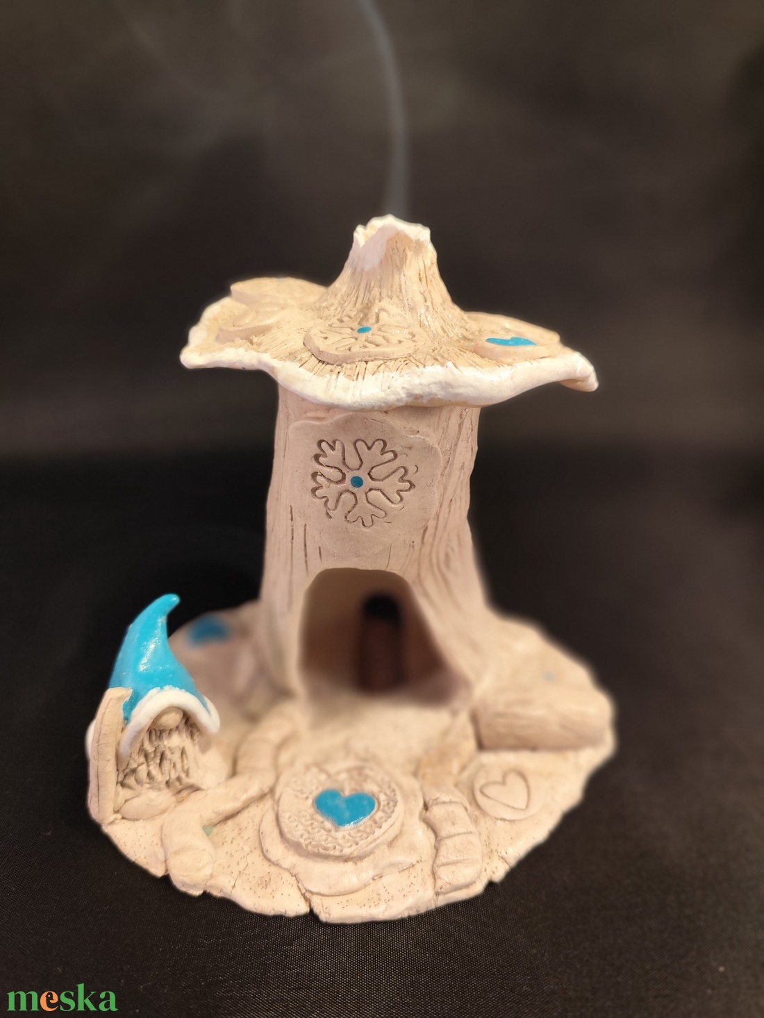 Kerámia füstölő türkizkék télapó - otthon & életmód - dekoráció - spiritualitás - füstölő és füstölőtartó - Meska.hu