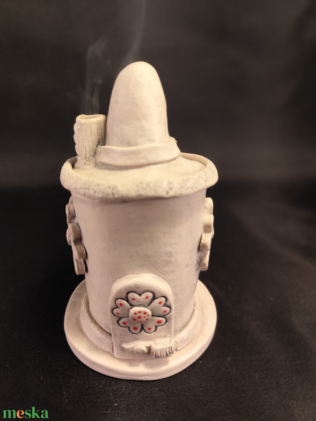 Kerámia füstölő piros virágos - otthon & életmód - dekoráció - spiritualitás - füstölő és füstölőtartó - Meska.hu
