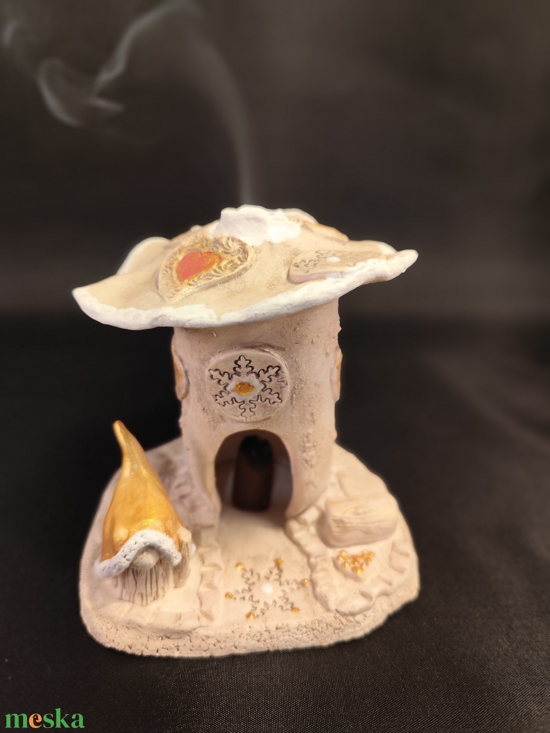 Kerámia füstölő arany télapó - otthon & életmód - dekoráció - spiritualitás - füstölő és füstölőtartó - Meska.hu