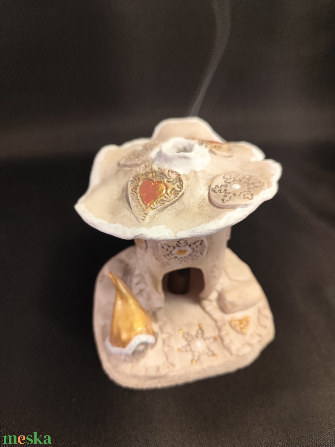 Kerámia füstölő arany télapó - otthon & életmód - dekoráció - spiritualitás - füstölő és füstölőtartó - Meska.hu