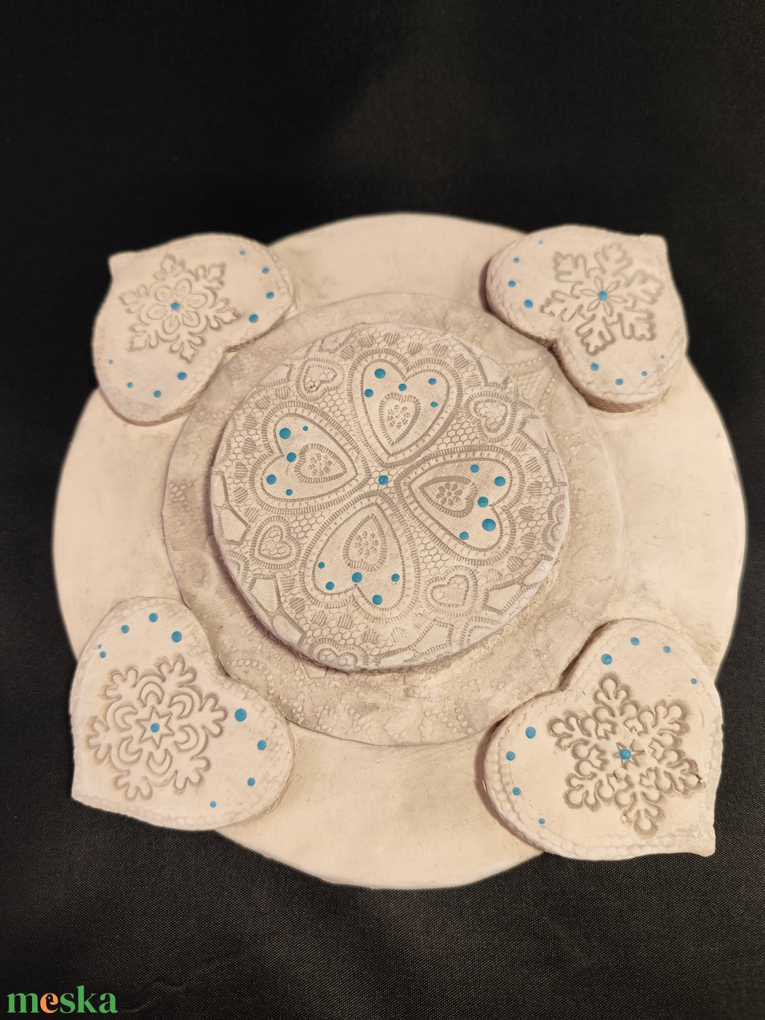 Kerámia adventi gyertyatartó türkiz - karácsony - adventi díszek - adventi gyertyadíszek és koszorúdíszek - Meska.hu