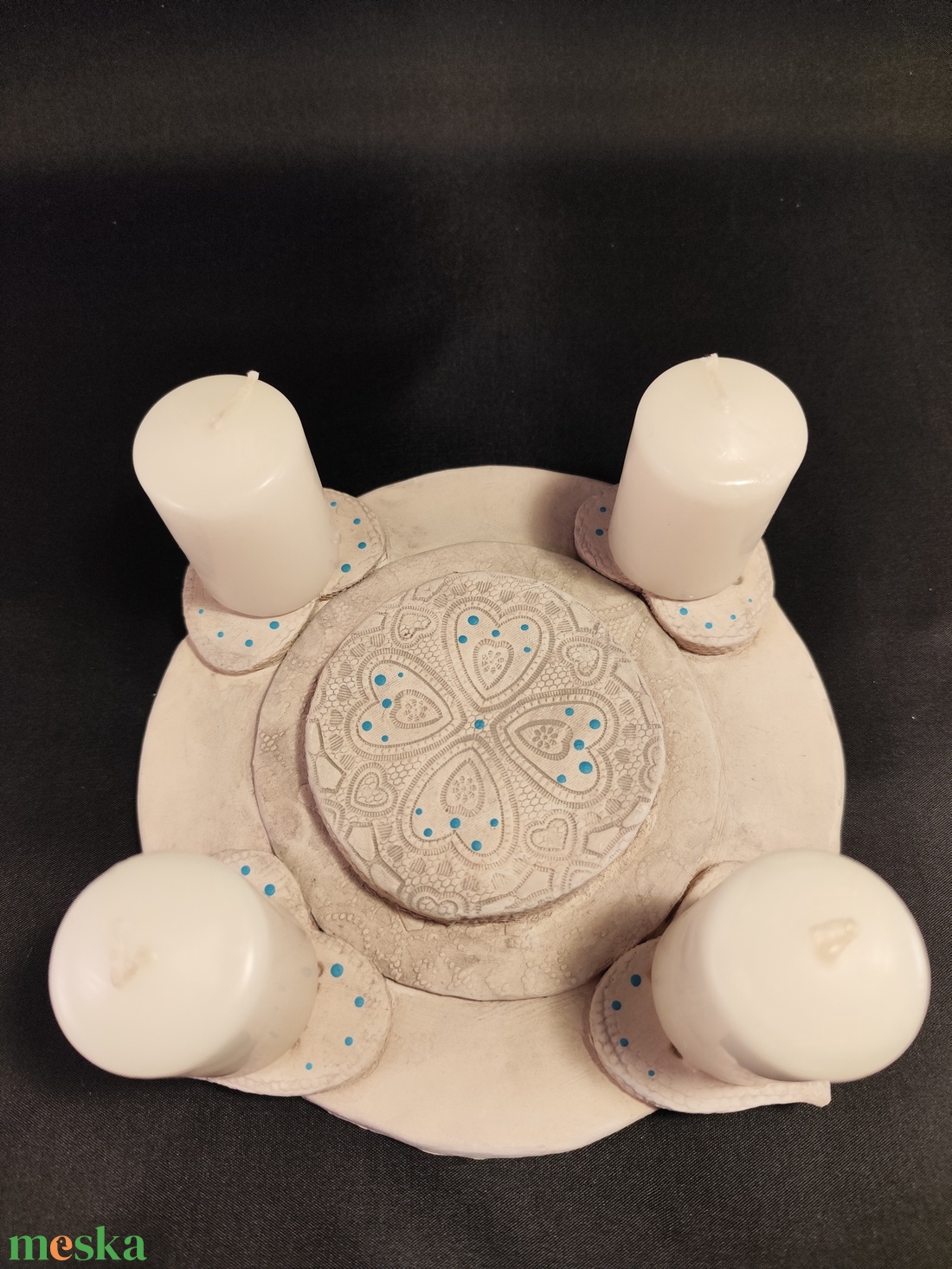 Kerámia adventi gyertyatartó türkiz - karácsony - adventi díszek - adventi gyertyadíszek és koszorúdíszek - Meska.hu