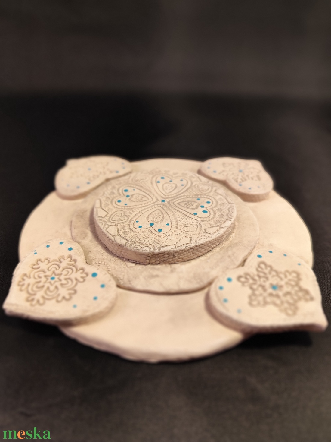 Kerámia adventi gyertyatartó türkiz - karácsony - adventi díszek - adventi gyertyadíszek és koszorúdíszek - Meska.hu