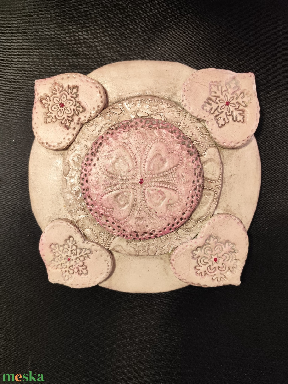 Kerámia adventi gyertyatartó magenta - karácsony - adventi díszek - adventi gyertyadíszek és koszorúdíszek - Meska.hu