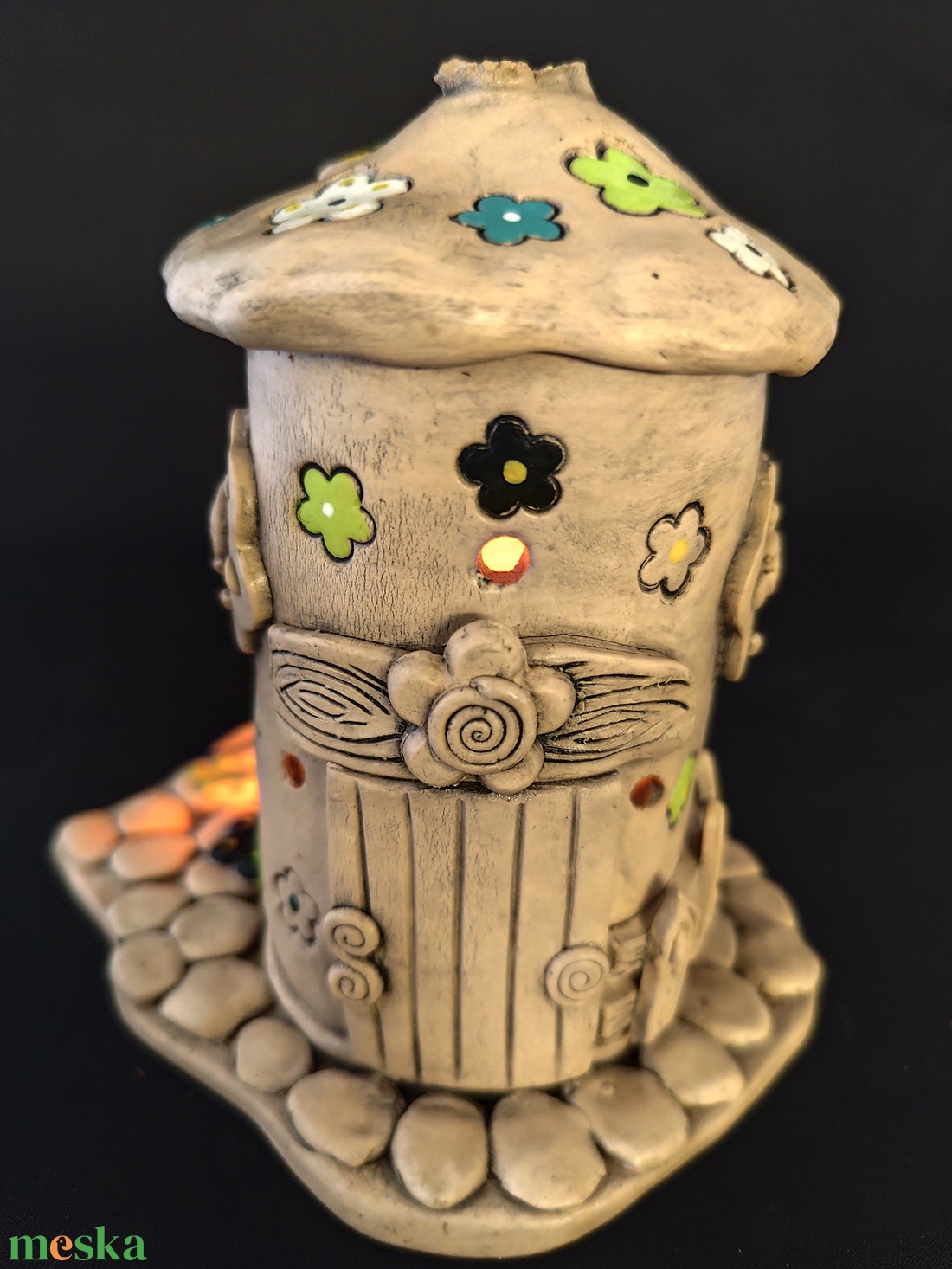 Kerámia füstölő zöld virágos - otthon & életmód - dekoráció - spiritualitás - füstölő és füstölőtartó - Meska.hu