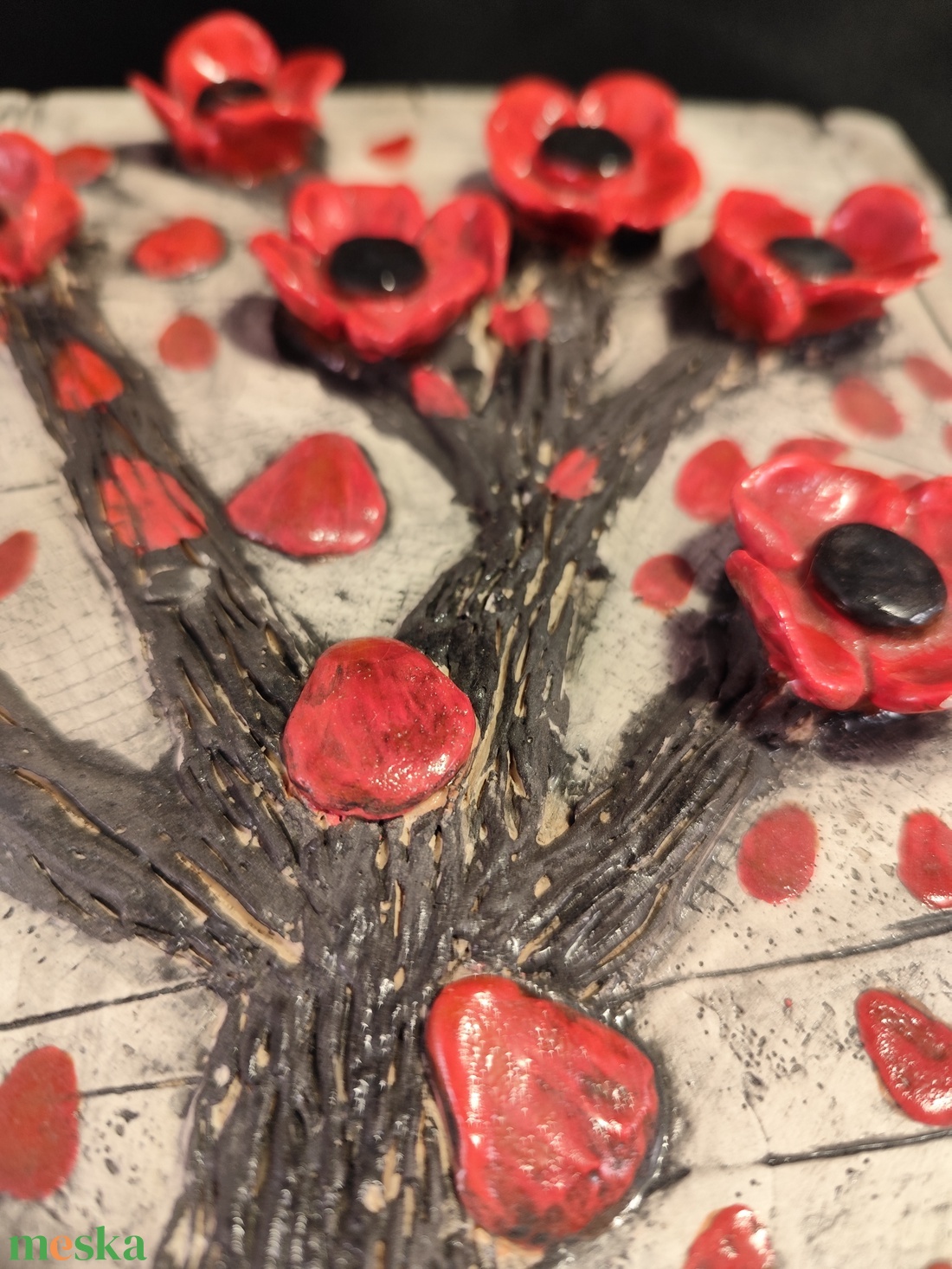 Kerámia virágos kép - otthon & életmód - dekoráció - dísztárgy - Meska.hu