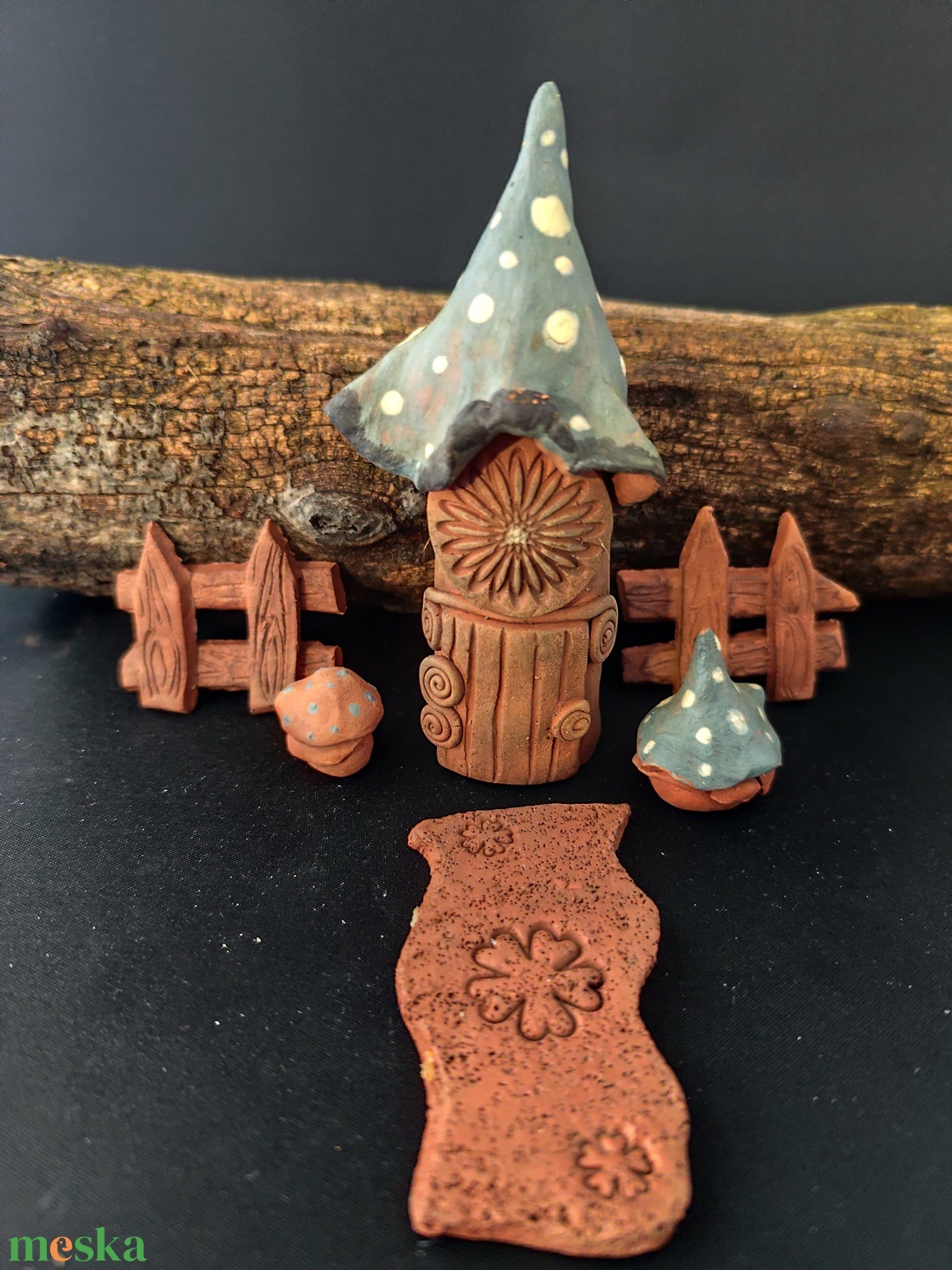 Kerámia tündérkert szürkéskék - otthon & életmód - dekoráció - manók - Meska.hu