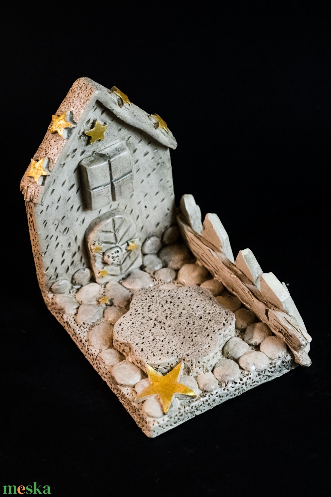 Kerámia gyertyatartó arany  - karácsony - karácsonyi lakásdekoráció - ünnepi asztaldekoráció - Meska.hu