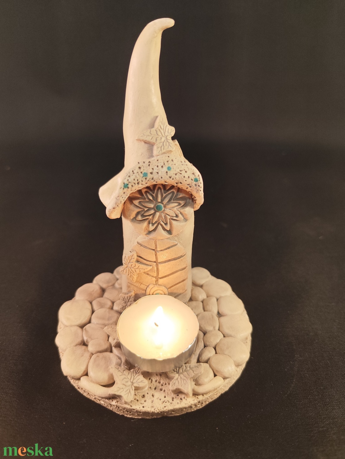 Kerámia gyertyatartó borostyán - otthon & életmód - gyertya, illat, aroma - gyertyatartó - Meska.hu