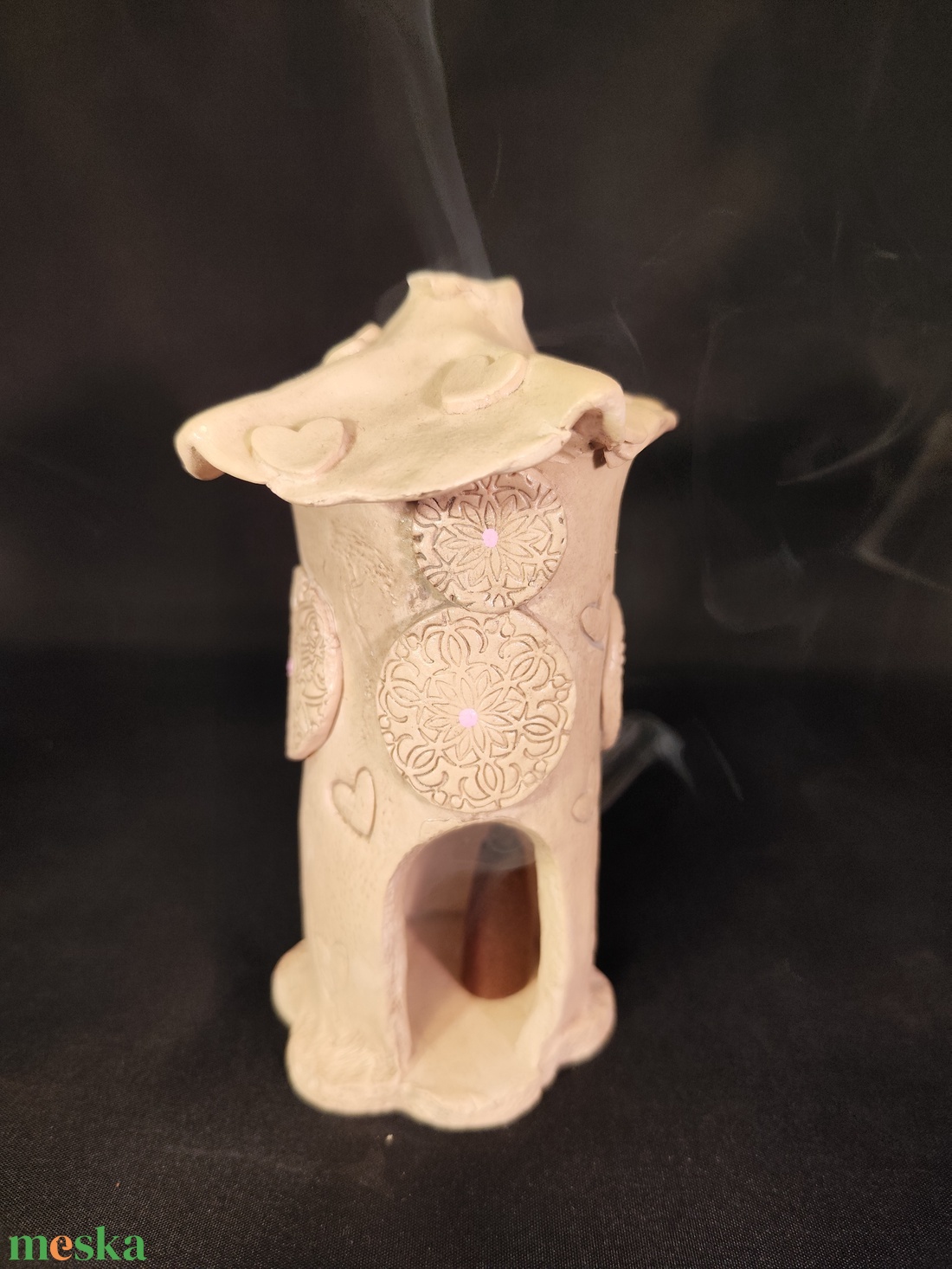 Kerámia füstölő rózsaszín szív - otthon & életmód - dekoráció - spiritualitás - füstölő és füstölőtartó - Meska.hu