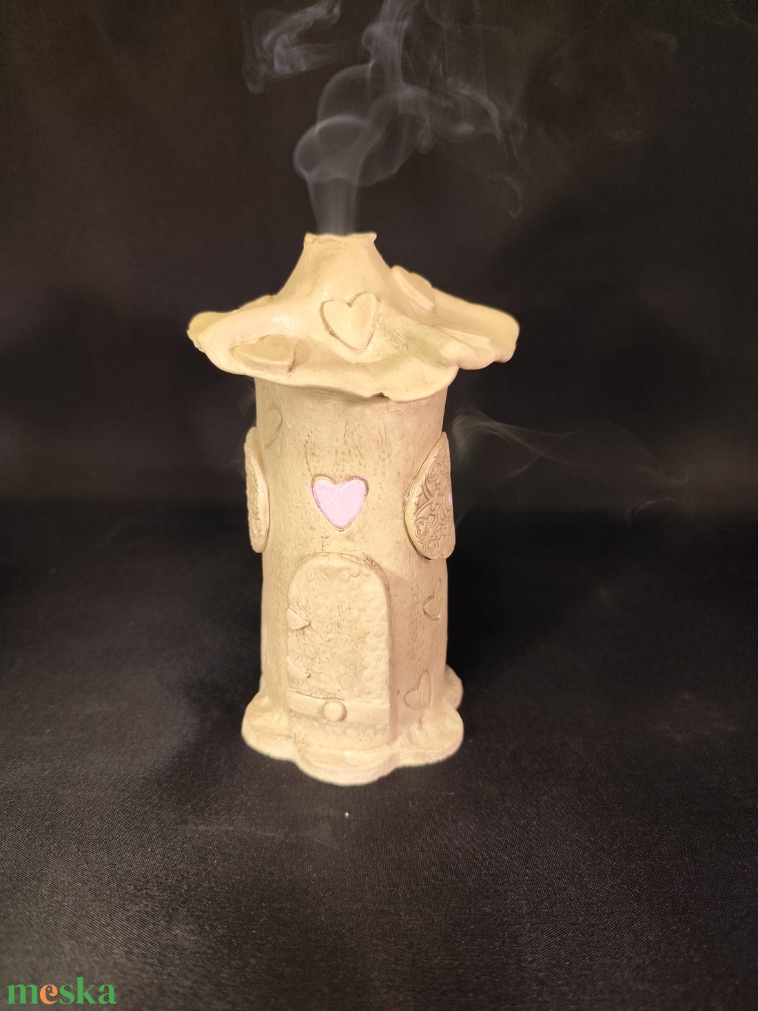Kerámia füstölő rózsaszín szív - otthon & életmód - dekoráció - spiritualitás - füstölő és füstölőtartó - Meska.hu