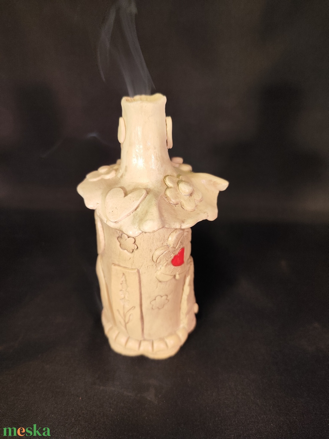 Kerámia füstölő piros szív - otthon & életmód - dekoráció - spiritualitás - füstölő és füstölőtartó - Meska.hu