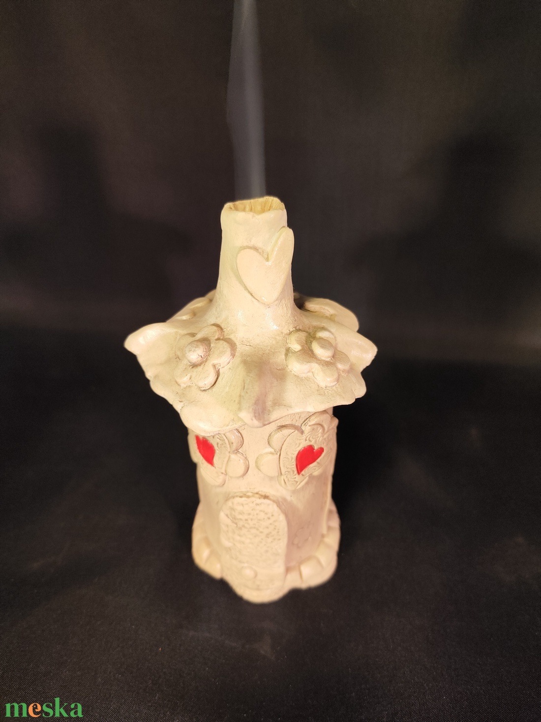 Kerámia füstölő piros szív - otthon & életmód - dekoráció - spiritualitás - füstölő és füstölőtartó - Meska.hu