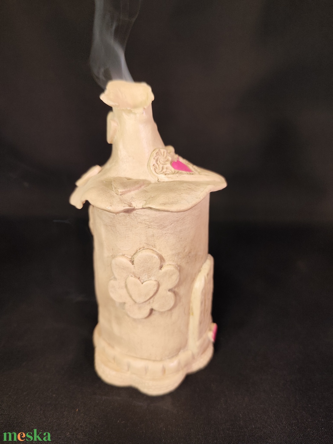 Kerámia füstölő magenta szív - otthon & életmód - dekoráció - spiritualitás - füstölő és füstölőtartó - Meska.hu