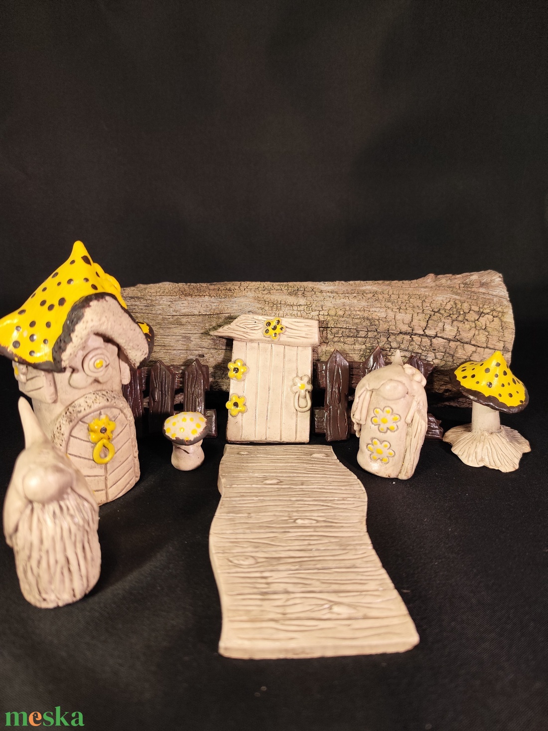 Kerámia tündérkert sárga - otthon & életmód - ház & kert - kerti dísz - Meska.hu
