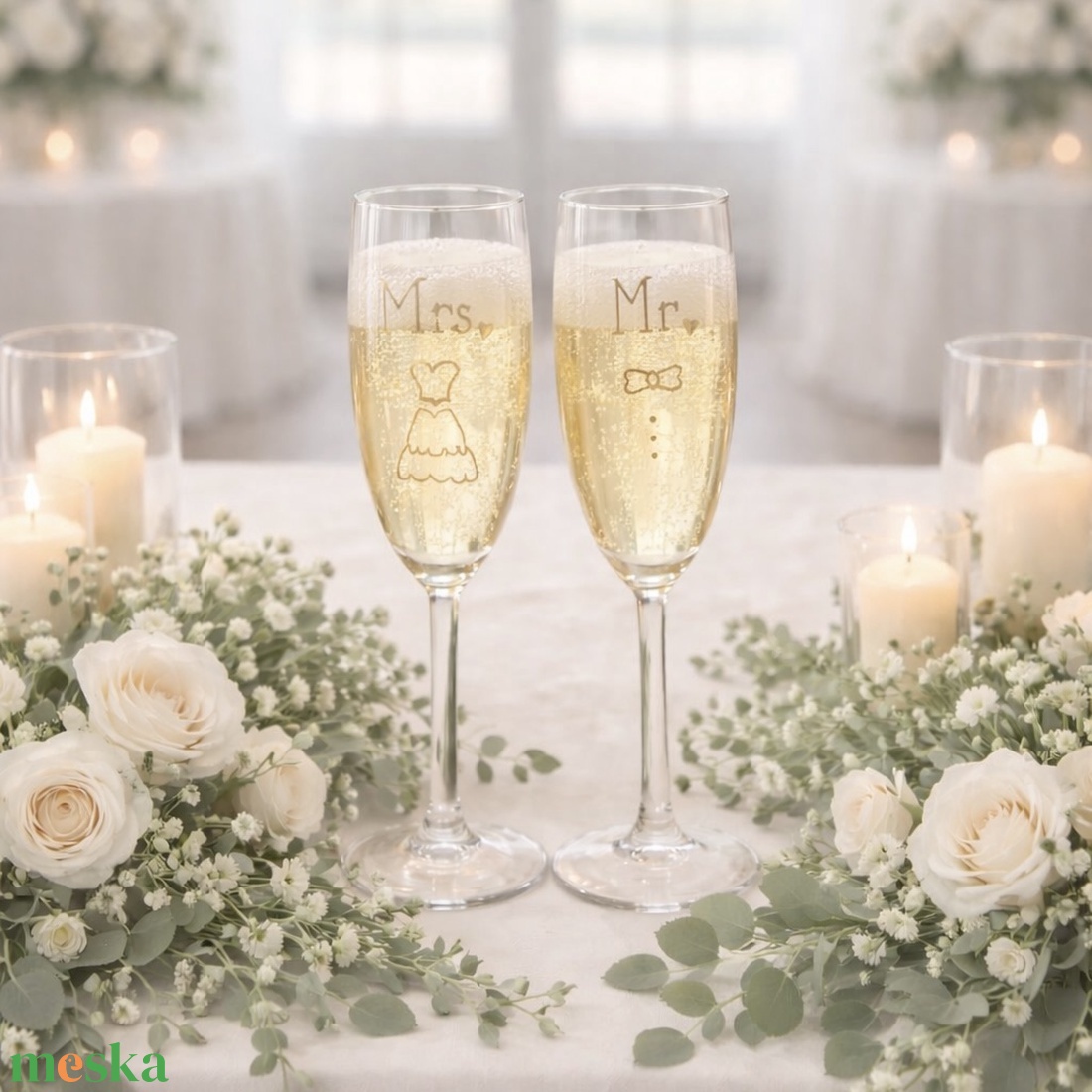 Esküvői pezsgőspohár szett - esküvő - emlék & ajándék - nászajándék - esküvői pohár, pohárszett - Meska.hu