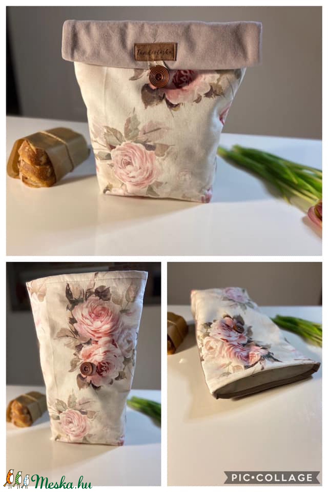 Uzsonnás táska, PUL béléssel (élelmiszerbiztos) - Vintage rózsás - táska & tok - bevásárlás & shopper táska - shopper, textiltáska, szatyor - Meska.hu Uzsonnás táska, PUL béléssel (élelmiszerbiztos) - Vintage rózsás - táska & tok - bevásárlás & shopper táska - shopper, textiltáska, szatyor - Meska.hu