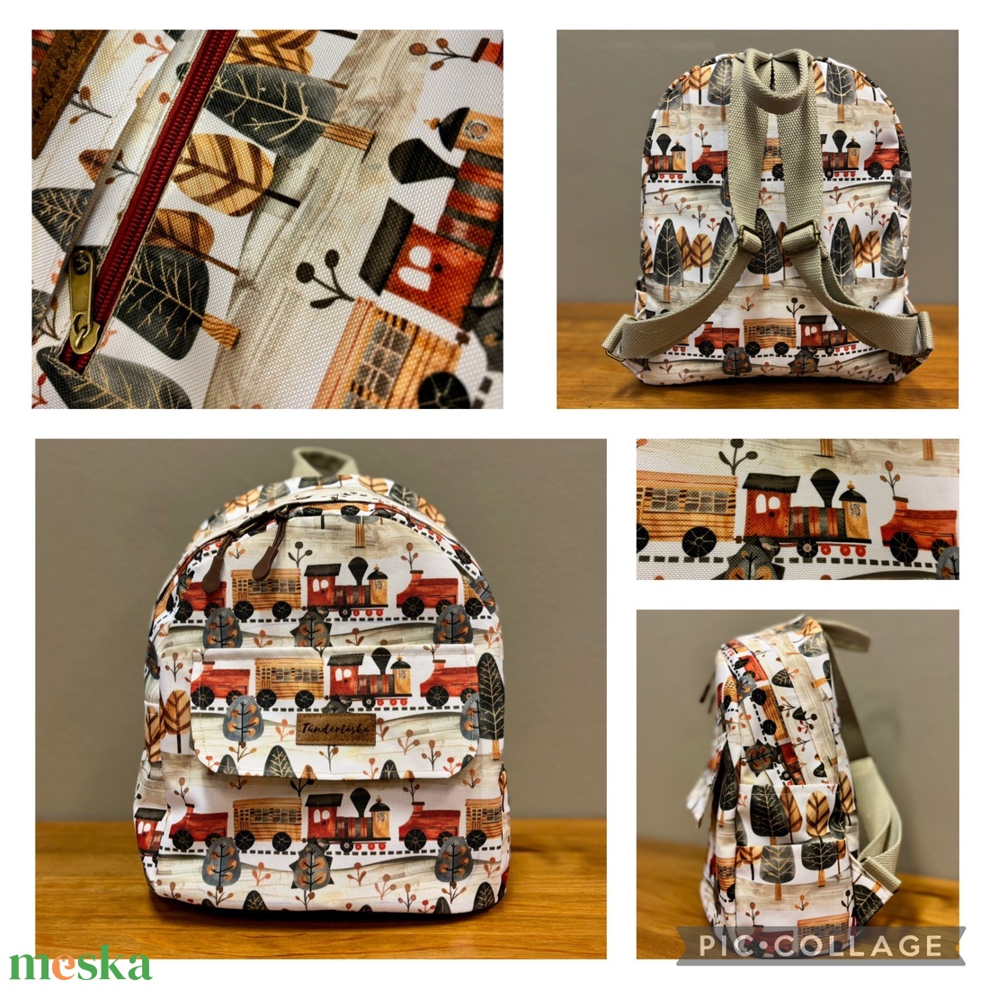 Vonatos hátizsák prémium vízálló anyagból  - táska & tok - hátizsák - kishátizsák - Meska.hu