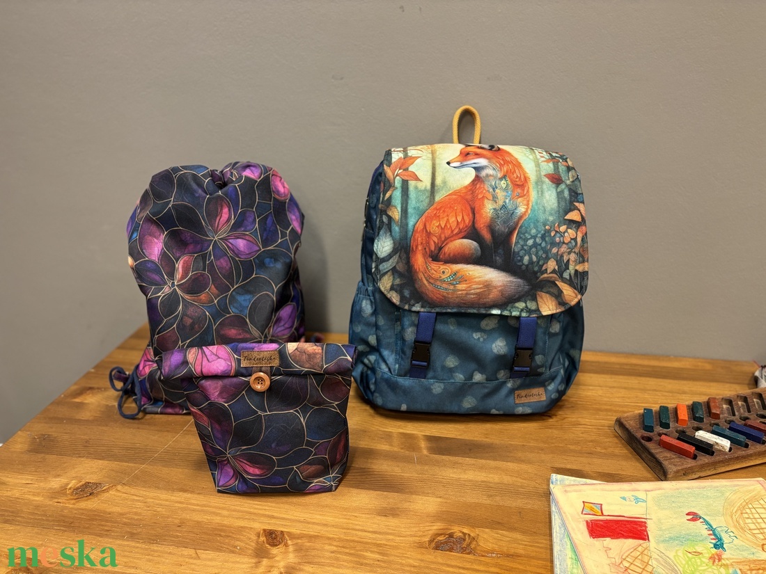 Waldorf Iskolatáska szett, egyedi rókás - táska & tok - hátizsák - iskolatáska - Meska.hu