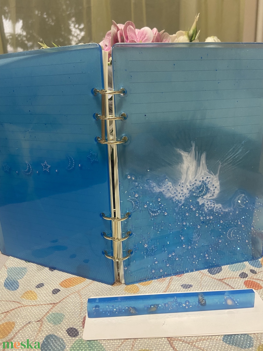Epoxy kék notesz könyvjelzővel - otthon & életmód - papír, írószer - jegyzetfüzet & napló - Meska.hu
