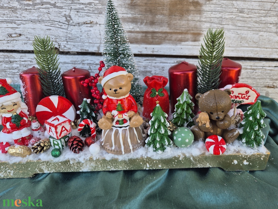 Maci világ adventi asztaldísz - karácsony - adventi díszek - adventi asztaldísz - Meska.hu