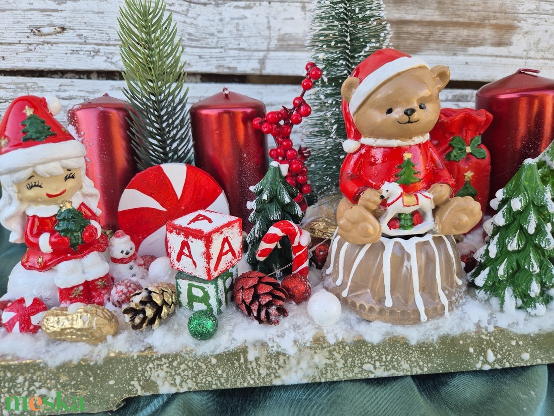 Maci világ adventi asztaldísz - karácsony - adventi díszek - adventi asztaldísz - Meska.hu