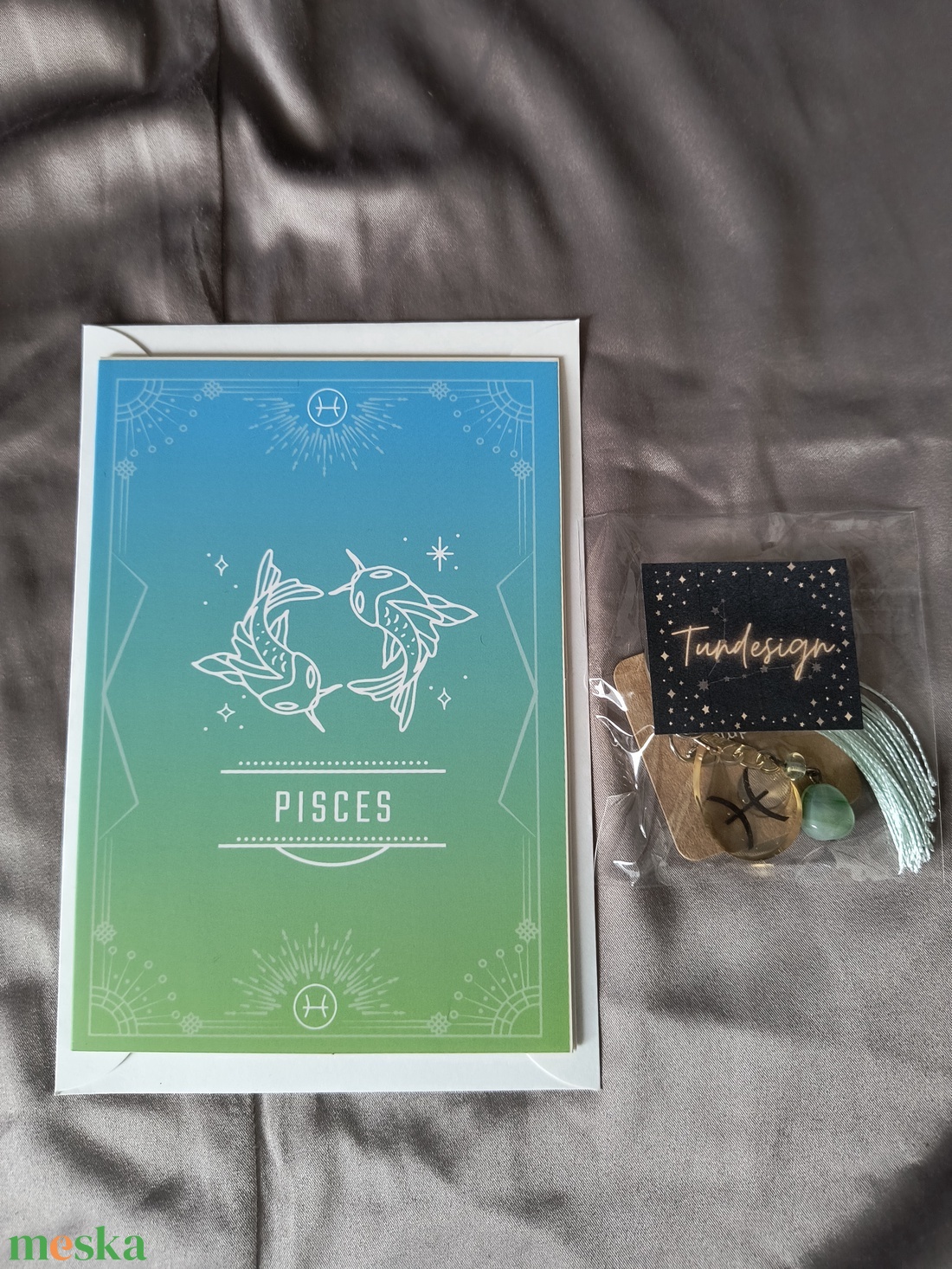 Halak horoszkópos kulcstartó képeslappal 2 - táska & tok - kulcstartó & táskadísz - kulcstartó - Meska.hu