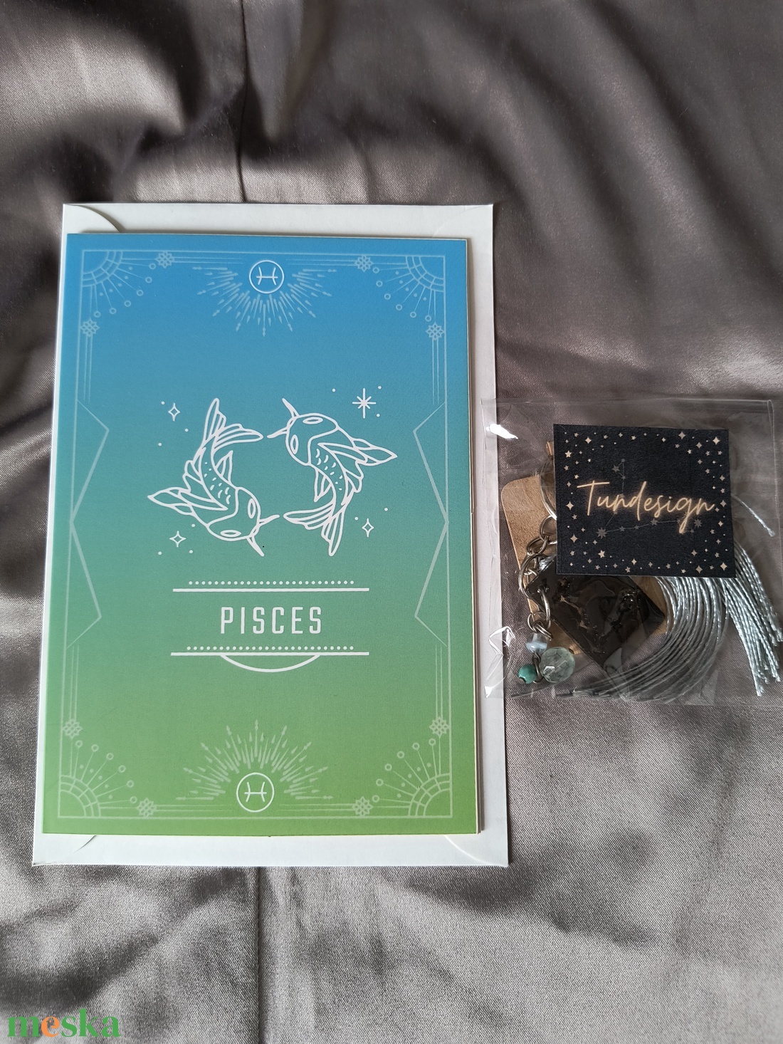 Halak horoszkópos kulcstartó képeslappal 3 - táska & tok - kulcstartó & táskadísz - kulcstartó - Meska.hu