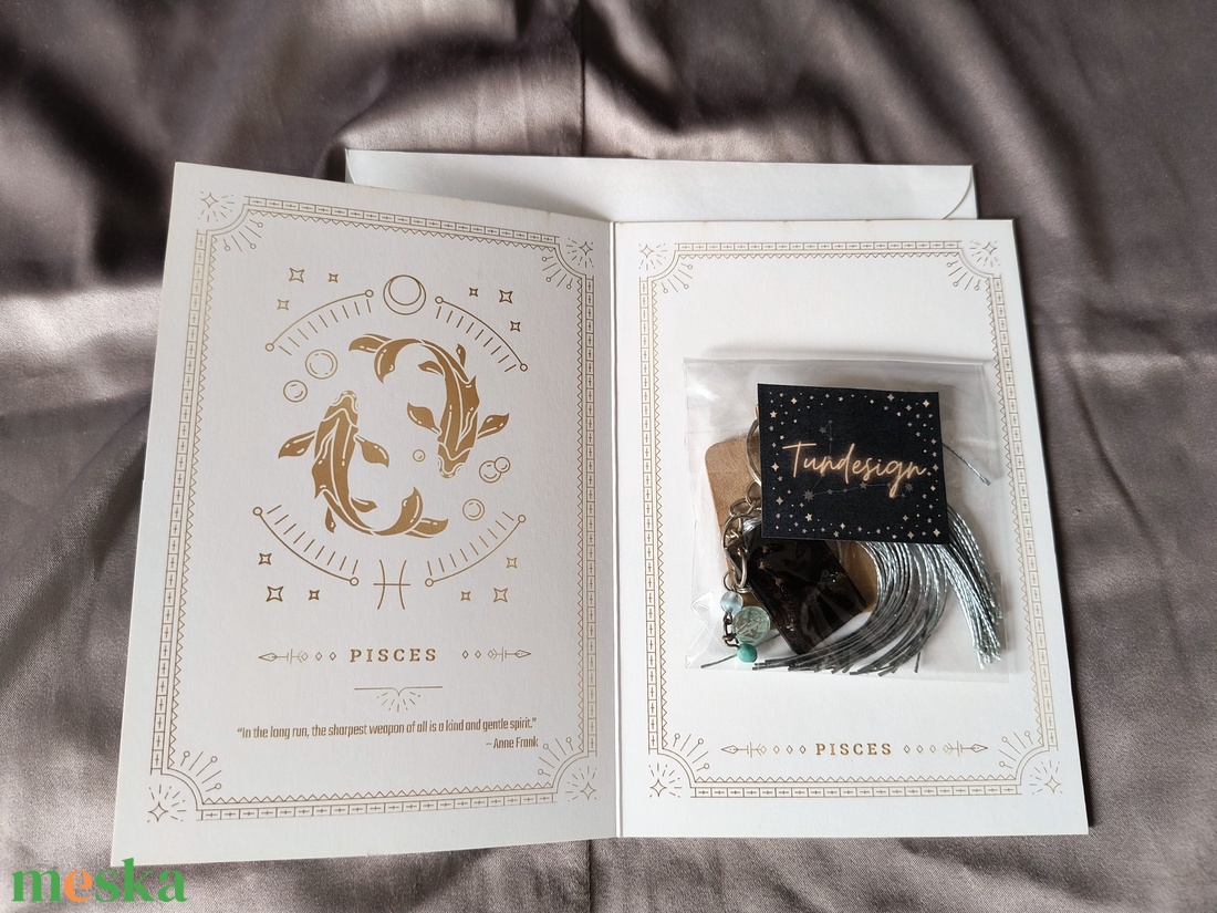 Halak horoszkópos kulcstartó képeslappal 3 - táska & tok - kulcstartó & táskadísz - kulcstartó - Meska.hu