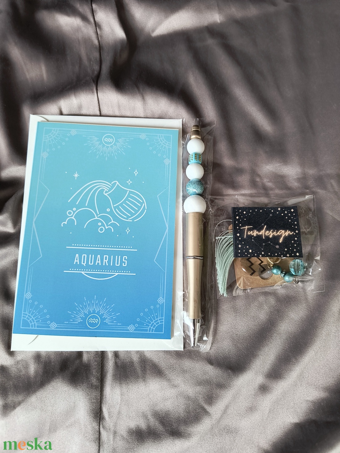 Vízöntő horoszkópos kulcstartó szett 5 - otthon & életmód - papír, írószer - ajándékozás kellékei - ajándékkísérő - Meska.hu