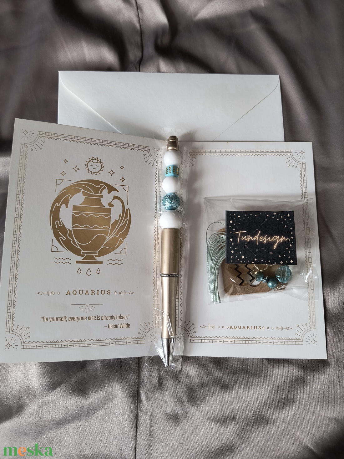 Vízöntő horoszkópos kulcstartó szett 5 - otthon & életmód - papír, írószer - ajándékozás kellékei - ajándékkísérő - Meska.hu