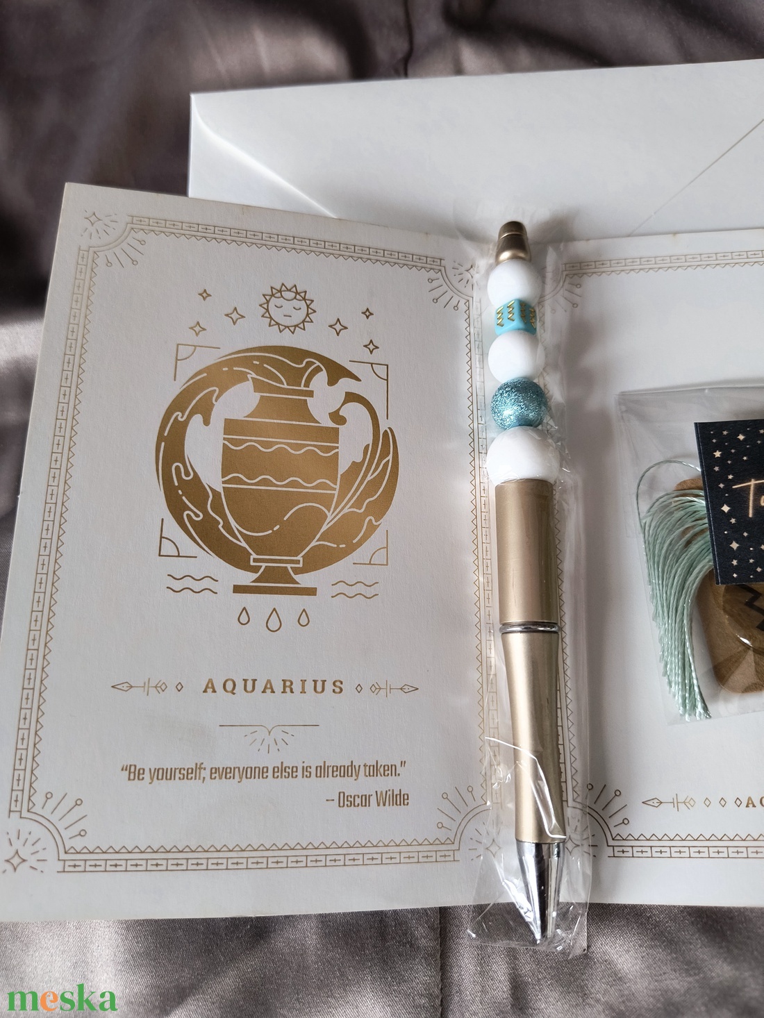 Vízöntő horoszkópos kulcstartó szett 5 - otthon & életmód - papír, írószer - ajándékozás kellékei - ajándékkísérő - Meska.hu