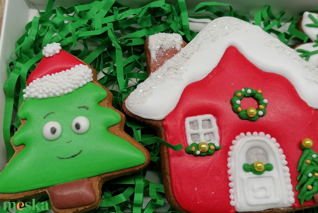 Karácsonyi mézeskalács szett házikós - karácsony - mikulás - mikulás ajándékok - Meska.hu
