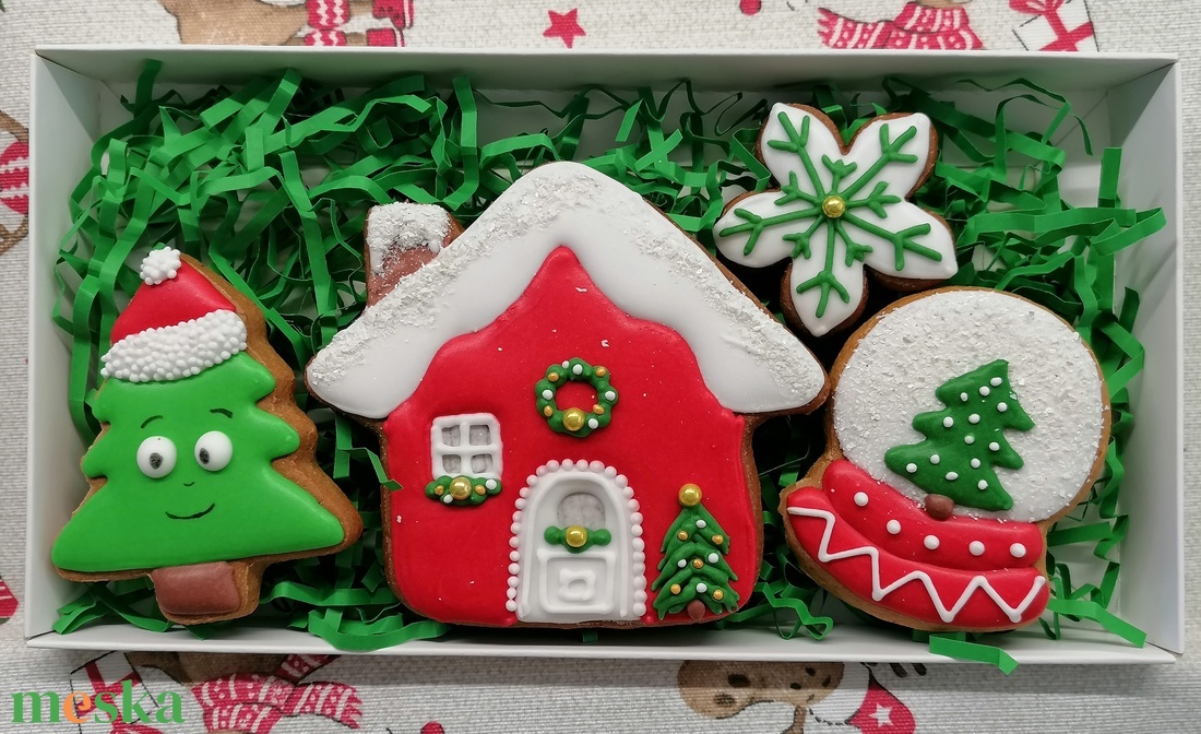 Karácsonyi mézeskalács szett házikós - karácsony - mikulás - mikulás ajándékok - Meska.hu