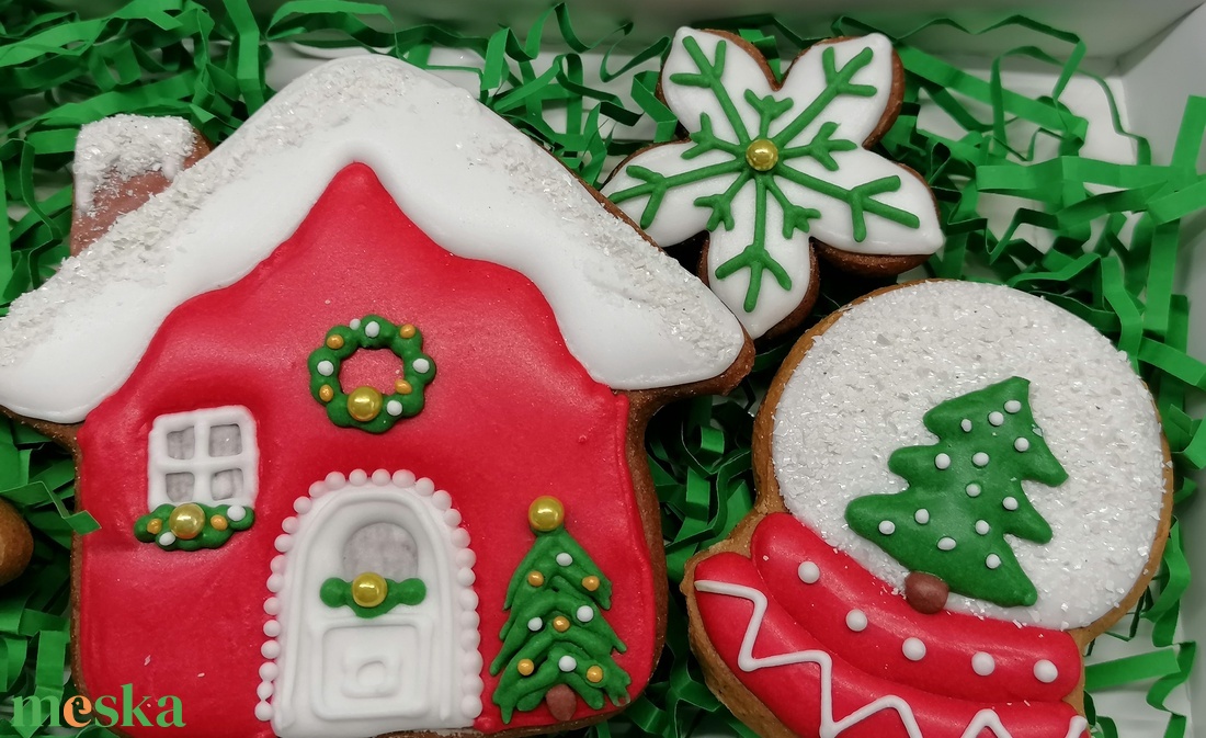 Karácsonyi mézeskalács szett házikós - karácsony - mikulás - mikulás ajándékok - Meska.hu