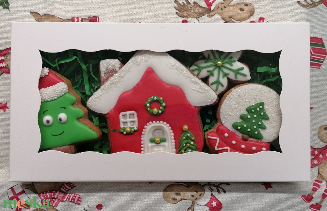 Karácsonyi mézeskalács szett házikós - karácsony - mikulás - mikulás ajándékok - Meska.hu