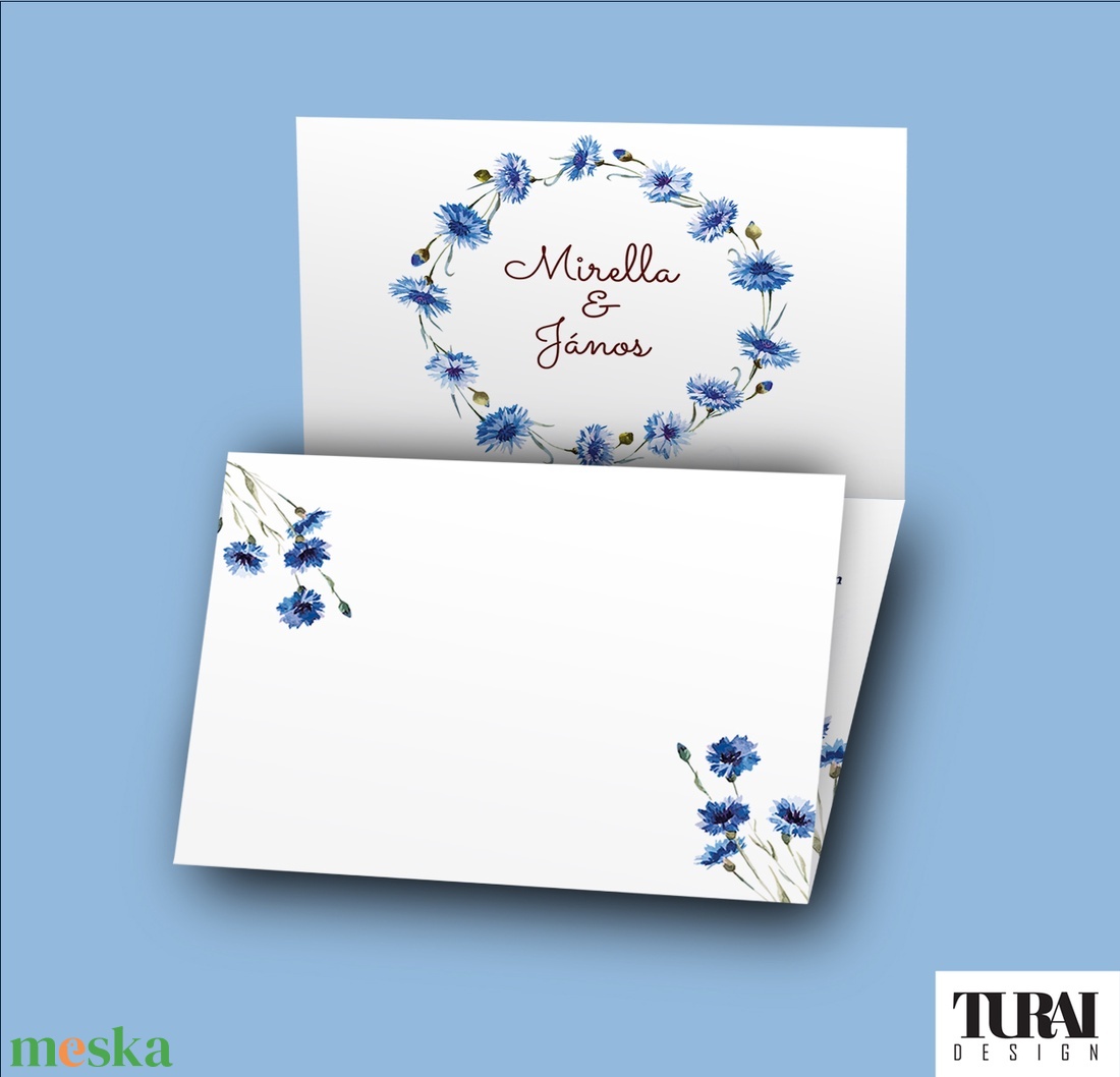 Búzavirágos esküvői meghívó - esküvői grafika - A6 leporello - esküvő - meghívó & kártya - meghívó - Meska.hu