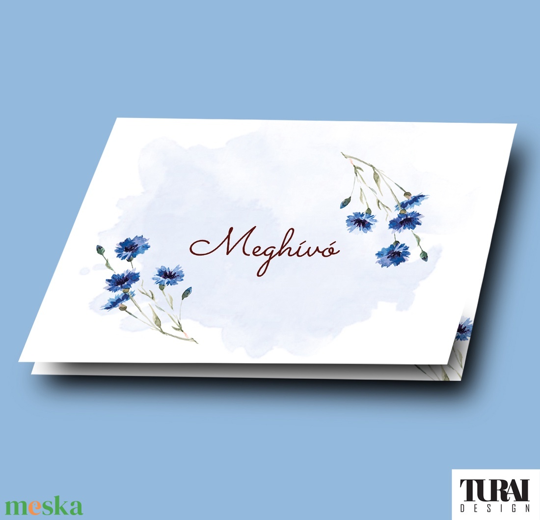 Búzavirágos esküvői meghívó - esküvői grafika - A6 leporello - esküvő - meghívó & kártya - meghívó - Meska.hu