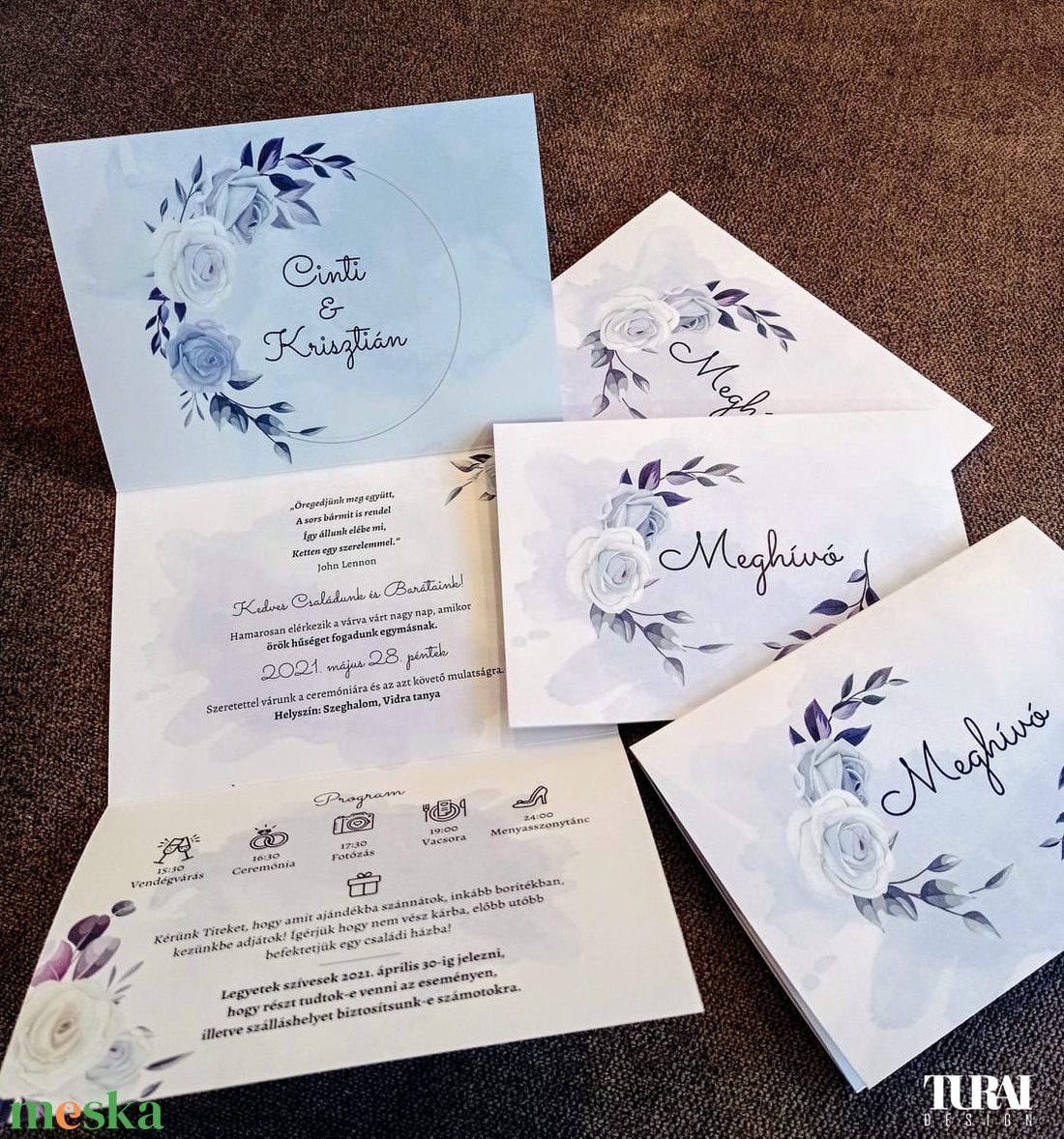 Esküvői meghívó- romantikus, virágos - esküvő - meghívó & kártya - meghívó - Meska.hu